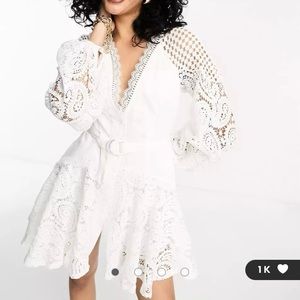 ASOS DESIGN white belted mini dress